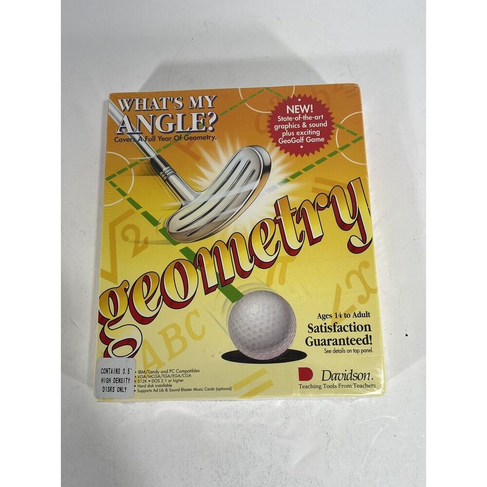 What's My Angle? Geometry Educational Software +GeoGolf Game 1991 PC Big Box NEW